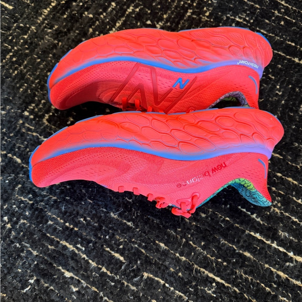 Mens New Balance Fresh Foam X More v4 - Electric Red Bright Lapis EUC Size 12 - Picture 4 of 9